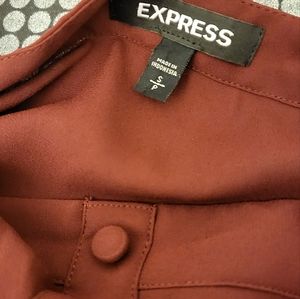 Burgundy strap and cold shoulder blouse